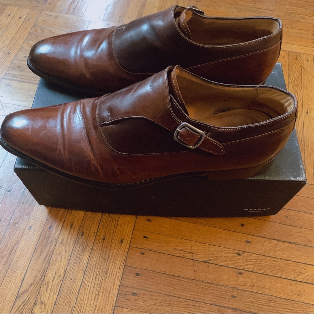 Mint condition brown monk strap dress slip on